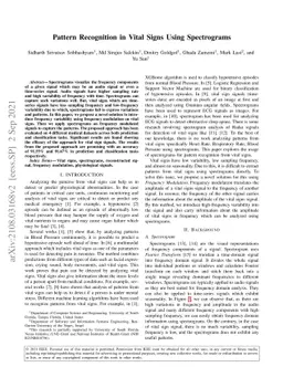 Pattern Recognition in Vital Signs Using Spectrograms