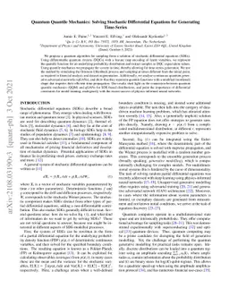 Quantum Quantile Mechanics: Solving Stochastic Differential Equations
  for Generating Time-Series