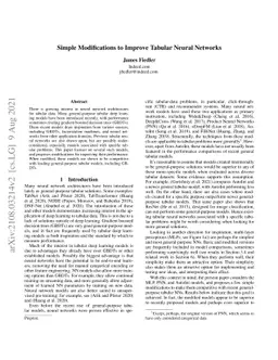 Simple Modifications to Improve Tabular Neural Networks