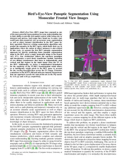 Bird's-Eye-View Panoptic Segmentation Using Monocular Frontal View
  Images