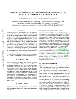 Semantic Segmentation and Object Detection Towards Instance
  Segmentation: Breast Tumor Identification