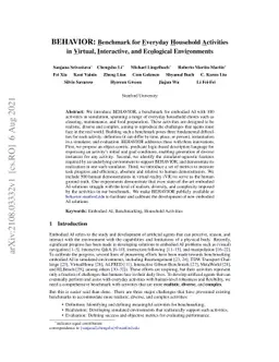 BEHAVIOR: Benchmark for Everyday Household Activities in Virtual,
  Interactive, and Ecological Environments