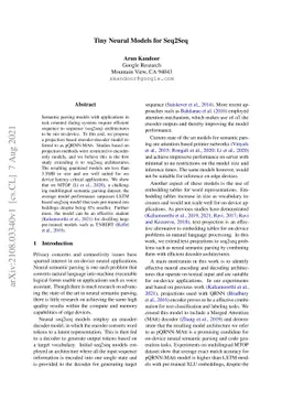 Tiny Neural Models for Seq2Seq