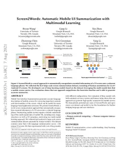 Screen2Words: Automatic Mobile UI Summarization with Multimodal Learning