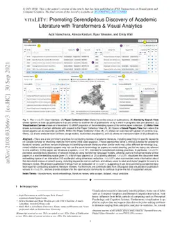 VitaLITy: Promoting Serendipitous Discovery of Academic Literature with
  Transformers & Visual Analytics