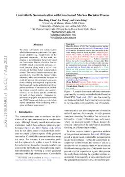 Controllable Summarization with Constrained Markov Decision Process
