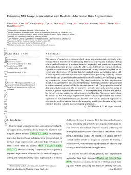Enhancing MR Image Segmentation with Realistic Adversarial Data
  Augmentation