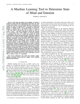 A Machine Learning Tool to Determine State of Mind and Emotion