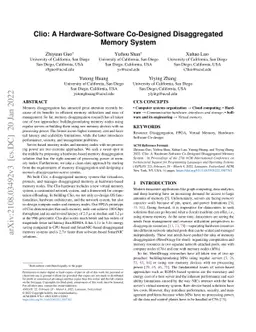 Clio: A Hardware-Software Co-Designed Disaggregated Memory System