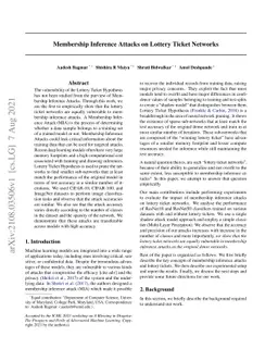 Membership Inference Attacks on Lottery Ticket Networks