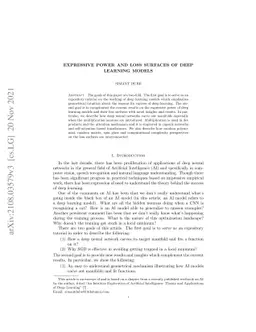 Expressive Power and Loss Surfaces of Deep Learning Models