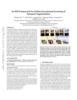 An EM Framework for Online Incremental Learning of Semantic Segmentation