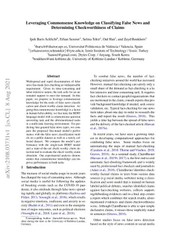 Leveraging Commonsense Knowledge on Classifying False News and
  Determining Checkworthiness of Claims