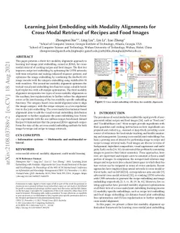 Learning Joint Embedding with Modality Alignments for Cross-Modal
  Retrieval of Recipes and Food Images