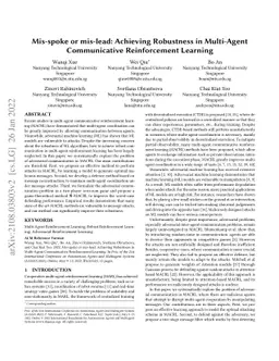 Mis-spoke or mis-lead: Achieving Robustness in Multi-Agent Communicative
  Reinforcement Learning