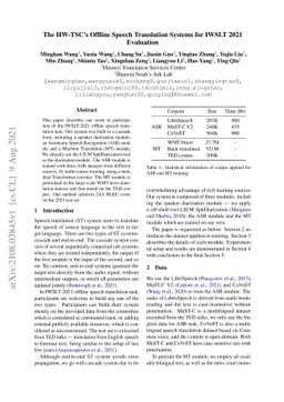 The HW-TSC's Offline Speech Translation Systems for IWSLT 2021
  Evaluation