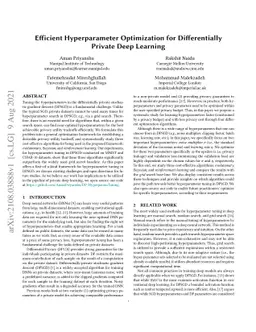 Efficient Hyperparameter Optimization for Differentially Private Deep
  Learning