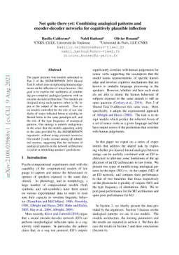 Not quite there yet: Combining analogical patterns and encoder-decoder
  networks for cognitively plausible inflection