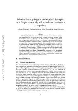 Relative Entropy-Regularized Optimal Transport on a Graph: a new
  algorithm and an experimental comparison