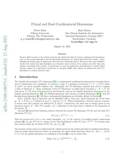 Primal and Dual Combinatorial Dimensions