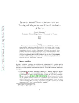 Dynamic Neural Network Architectural and Topological Adaptation and
  Related Methods -- A Survey