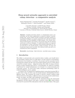 Deep neural networks approach to microbial colony detection -- a
  comparative analysis