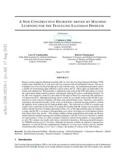 A New Constructive Heuristic driven by Machine Learning for the
  Traveling Salesman Problem