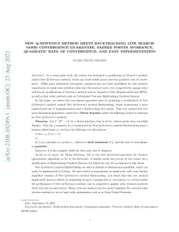 New Q-Newton's method meets Backtracking line search: good convergence
  guarantee, saddle points avoidance, quadratic rate of convergence, and easy
  implementation