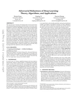 Adversarial Robustness of Deep Learning: Theory, Algorithms, and
  Applications