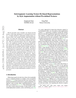 StyleAugment: Learning Texture De-biased Representations by Style
  Augmentation without Pre-defined Textures