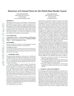 Detection of Criminal Texts for the Polish State Border Guard