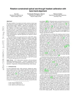 Rotation-constrained optical see-through headset calibration
  withbare-hand alignment