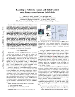 Learning to Arbitrate Human and Robot Control using Disagreement between
  Sub-Policies