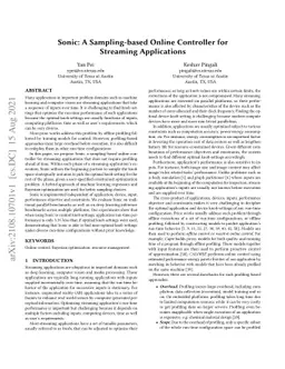 Sonic: A Sampling-based Online Controller for Streaming Applications
