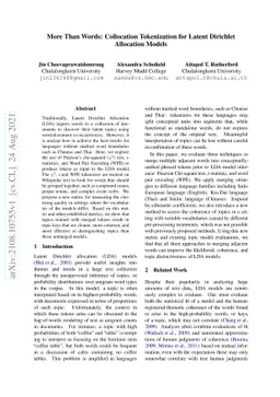 More Than Words: Collocation Tokenization for Latent Dirichlet
  Allocation Models