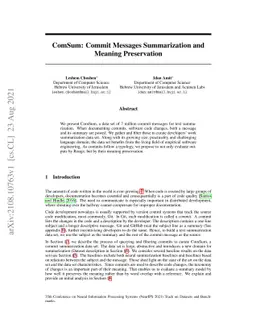 ComSum: Commit Messages Summarization and Meaning Preservation