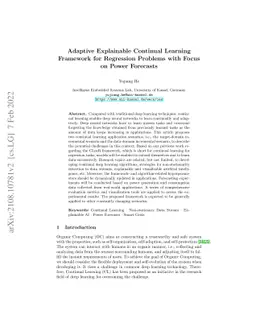 Adaptive Explainable Continual Learning Framework for Regression
  Problems with Focus on Power Forecasts