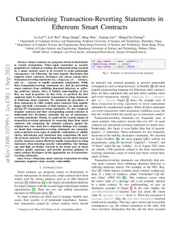 Characterizing Transaction-Reverting Statements in Ethereum Smart
  Contracts