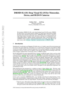 DROID-SLAM: Deep Visual SLAM for Monocular, Stereo, and RGB-D Cameras