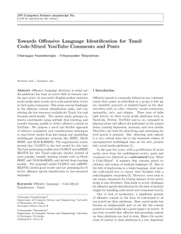 Towards Offensive Language Identification for Tamil Code-Mixed YouTube
  Comments and Posts