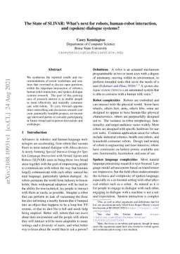The State of SLIVAR: What's next for robots, human-robot interaction,
  and (spoken) dialogue systems?