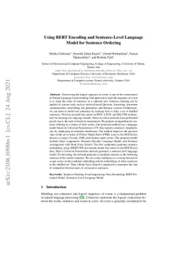 Using BERT Encoding and Sentence-Level Language Model for Sentence
  Ordering