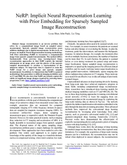 NeRP: Implicit Neural Representation Learning with Prior Embedding for
  Sparsely Sampled Image Reconstruction