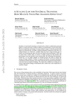 A Scaling Law for Synthetic-to-Real Transfer: How Much Is Your
  Pre-training Effective?