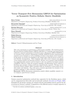 Vector Transport Free Riemannian LBFGS for Optimization on Symmetric
  Positive Definite Matrix Manifolds