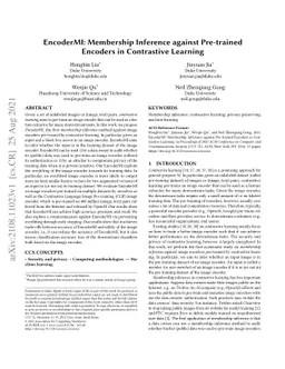 EncoderMI: Membership Inference against Pre-trained Encoders in
  Contrastive Learning