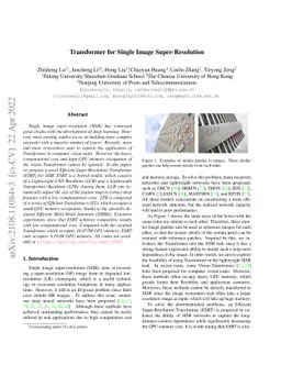 Transformer for Single Image Super-Resolution