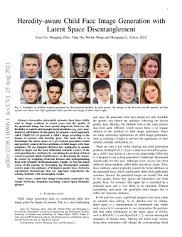 Heredity-aware Child Face Image Generation with Latent Space
  Disentanglement