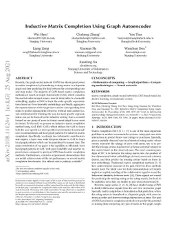 Inductive Matrix Completion Using Graph Autoencoder