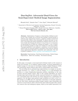 Duo-SegNet: Adversarial Dual-Views for Semi-Supervised Medical Image
  Segmentation